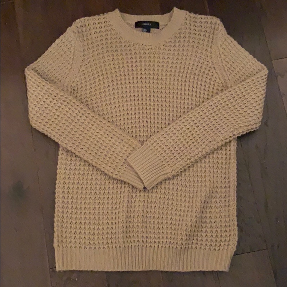 Light Brown Forever 21 Waffle Sweater